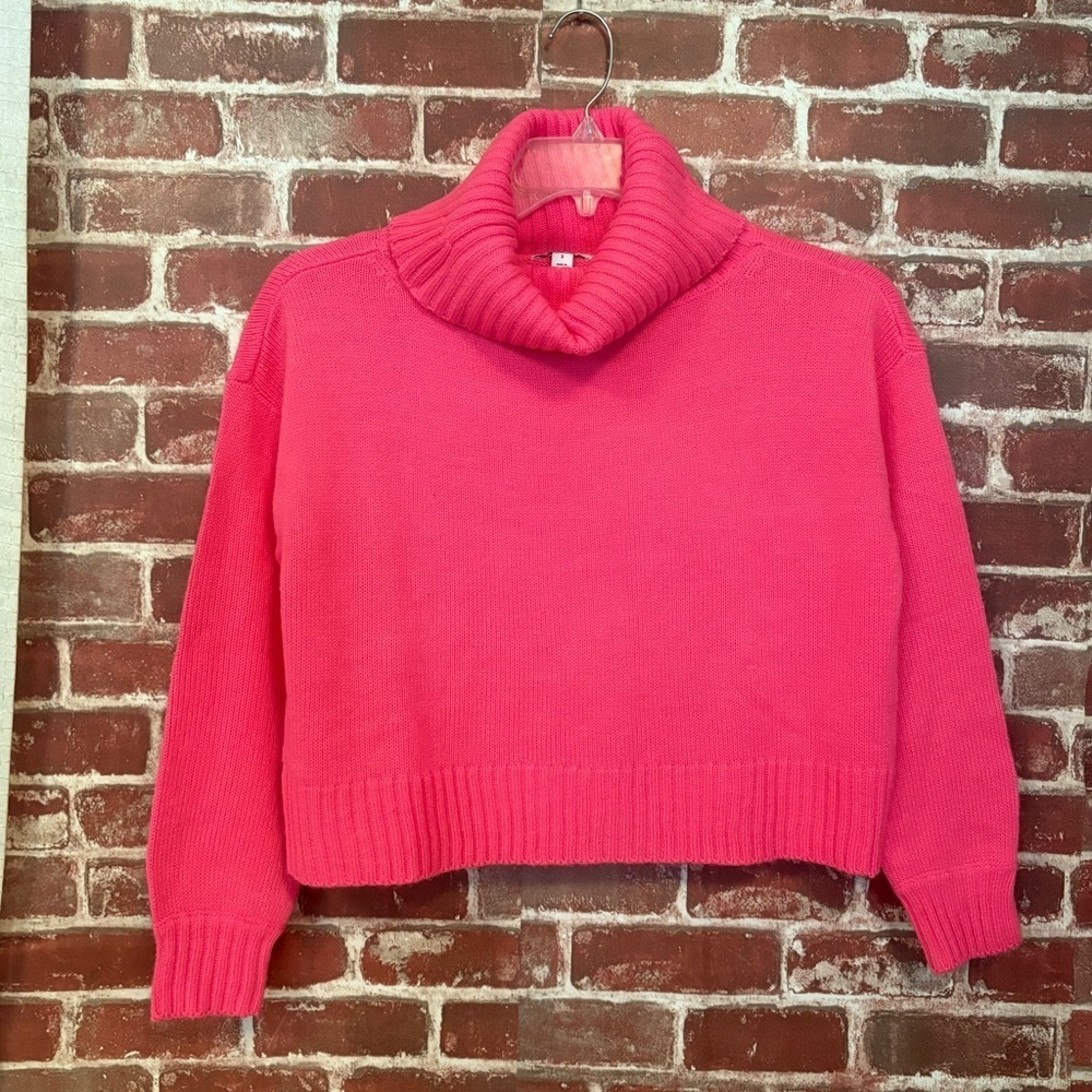 Bar III Bright Pink Cowl Neck Sweater